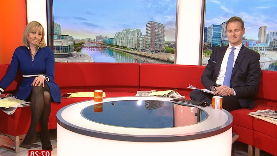 Louise Minchin in black tights