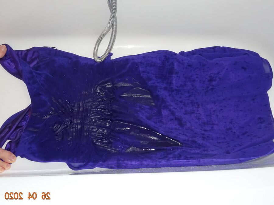 piss on purple dress