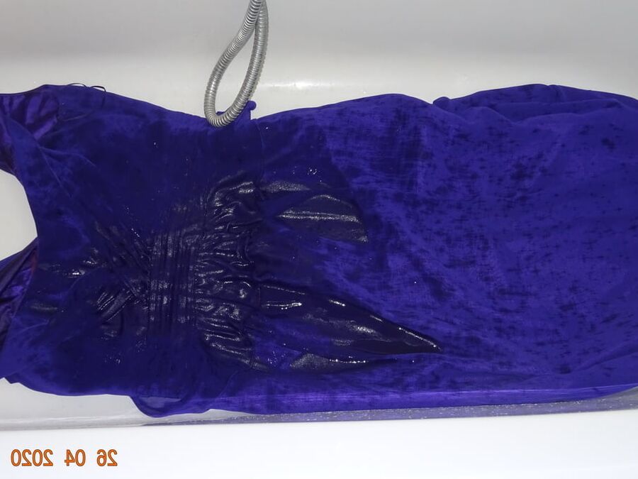 piss on purple dress