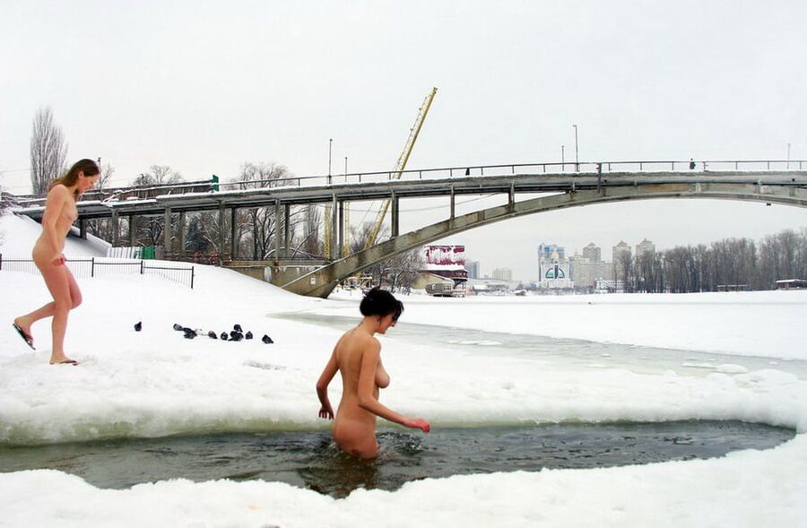 Private nudists likes to be naked even at winter
