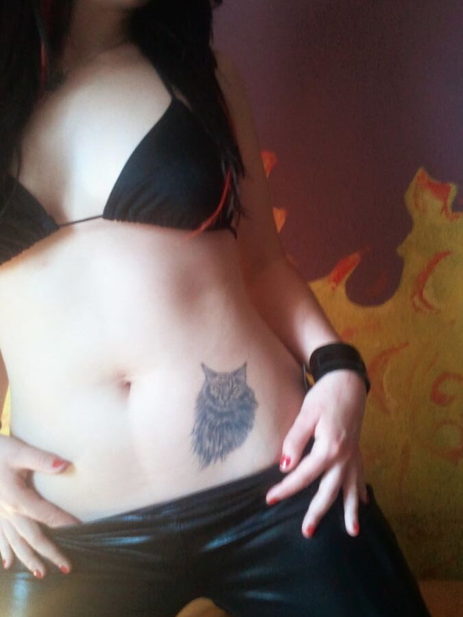 Slut cocksucker and metal fan with leather and slutty outfit