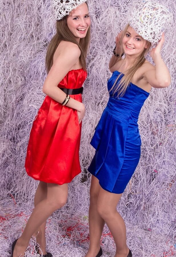 Posh Christmas Party Pantyhose Blonde &amp; Brunette