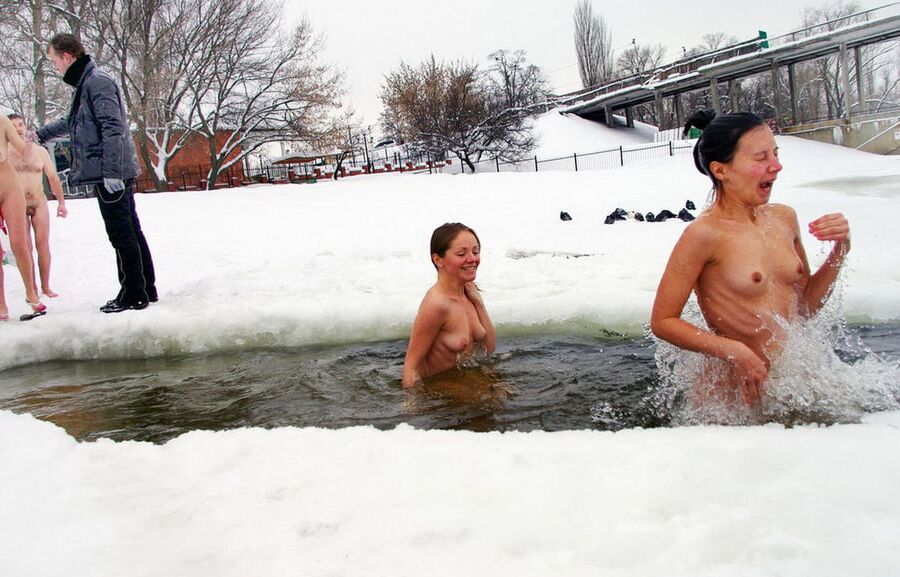 Private nudists likes to be naked even at winter