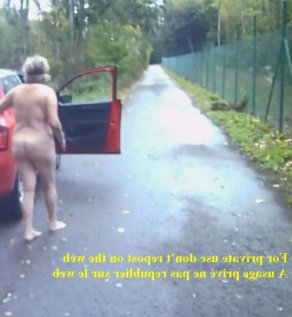 Blindfolded around the car on the road