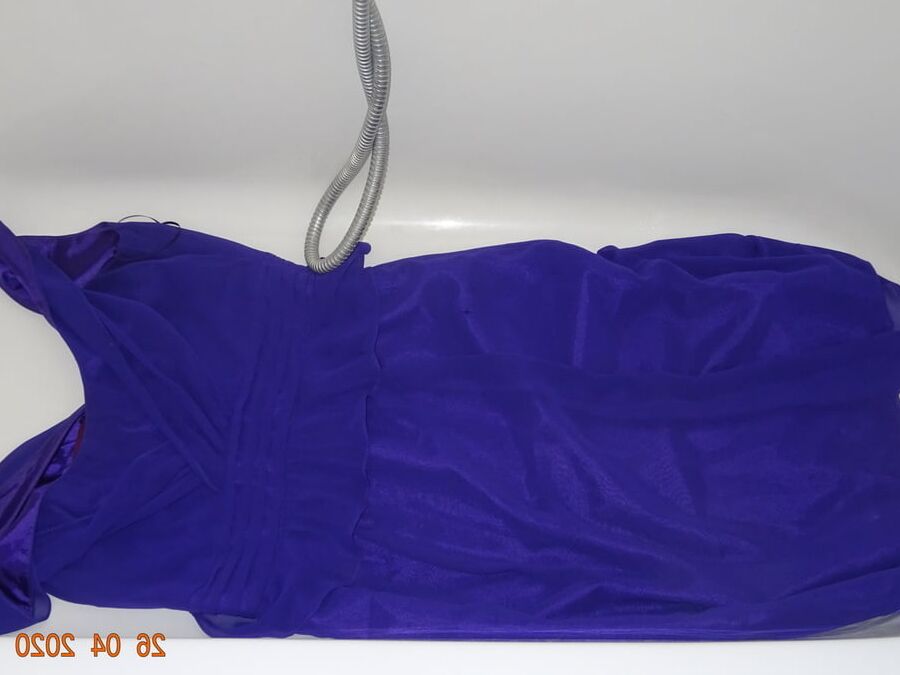 piss on purple dress