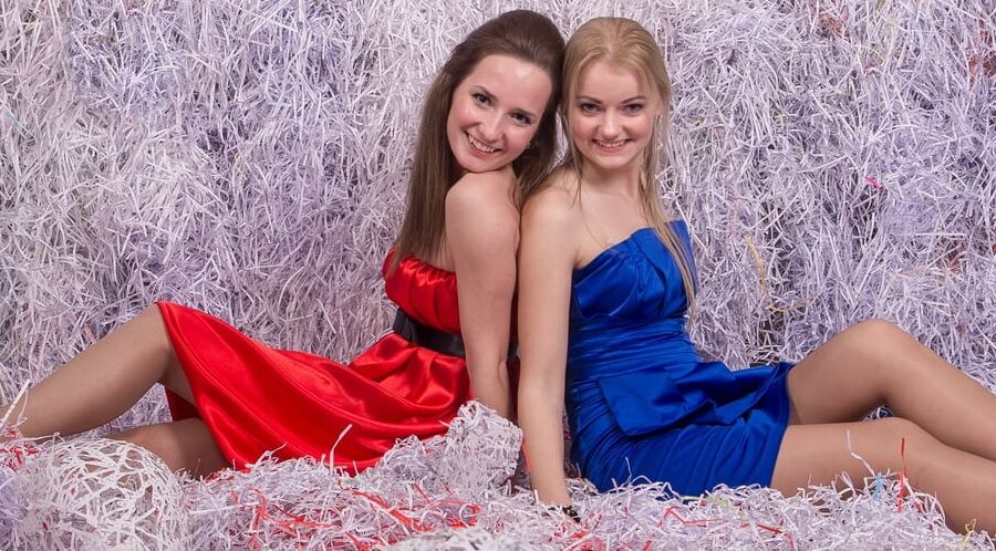 Posh Christmas Party Pantyhose Blonde &amp; Brunette