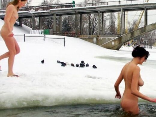 Private nudists likes to be naked even at winter