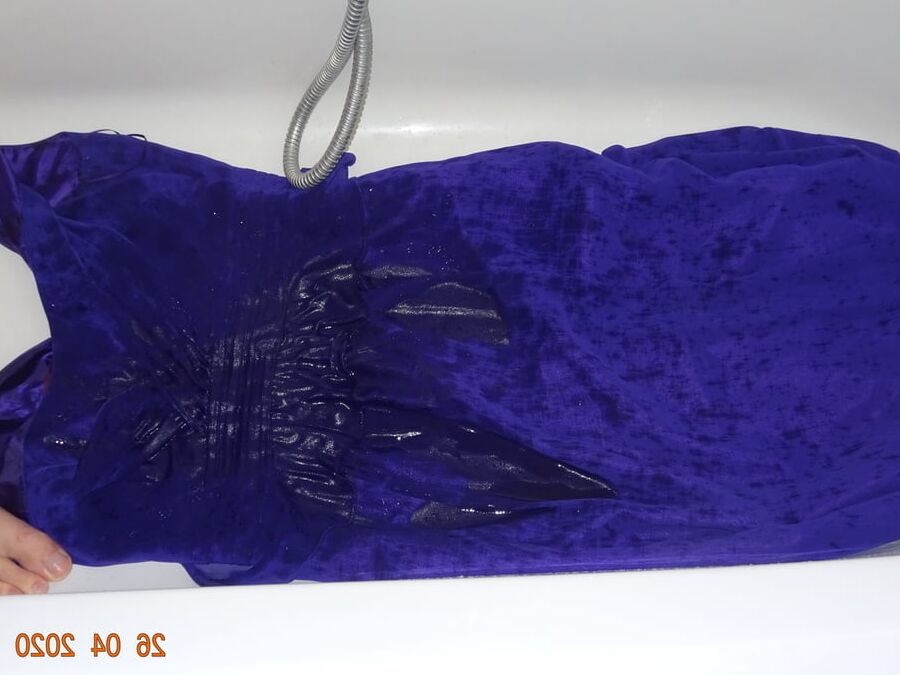 piss on purple dress