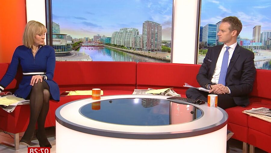 Louise Minchin in black tights
