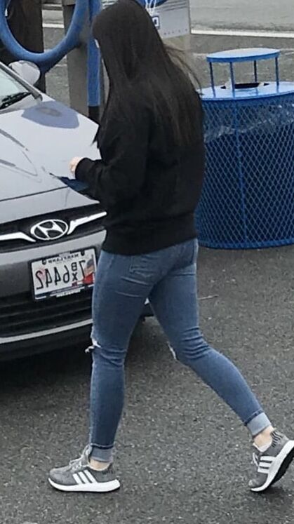 Sweet little ass in tight jeans
