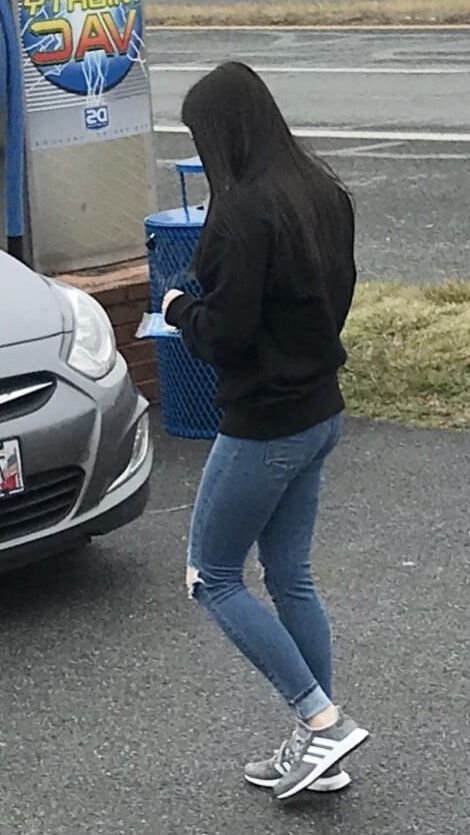 Sweet little ass in tight jeans