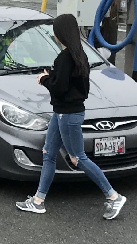 Sweet little ass in tight jeans