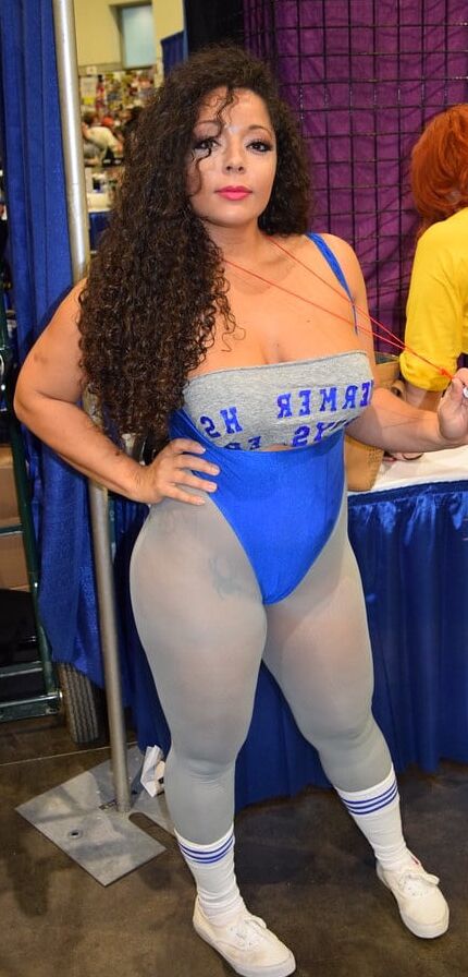 WEIRD SCIENCE COSPLAY flexible bodysuit gym fit legs ass wet