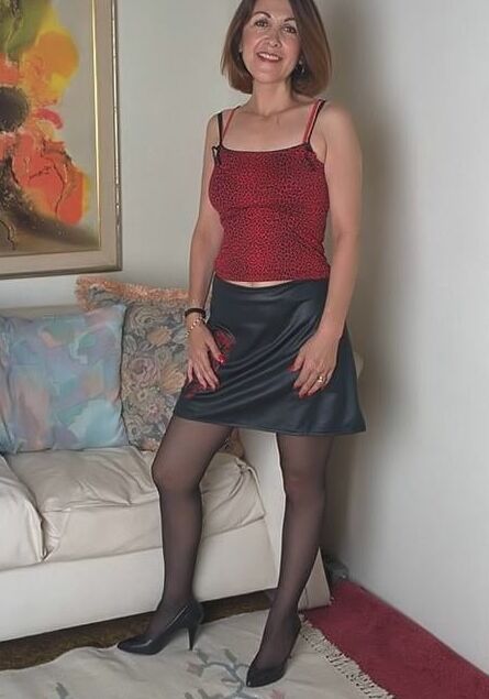 Mature skinny brunette