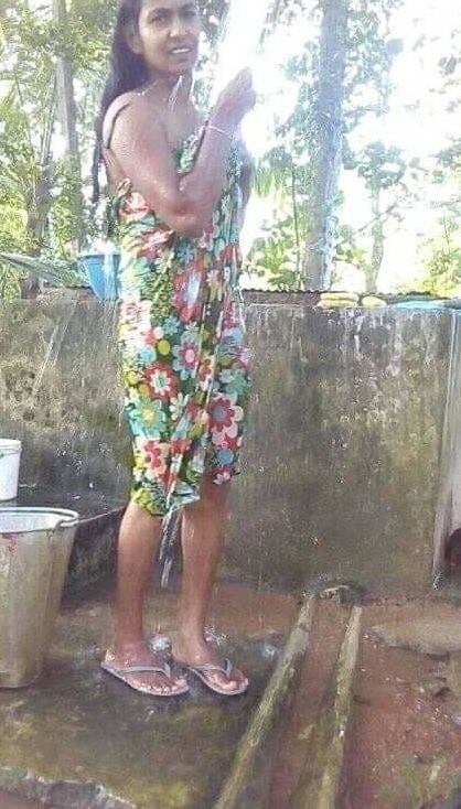sri lankan wife public bath