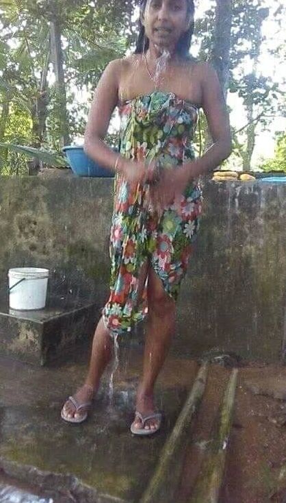 sri lankan wife public bath