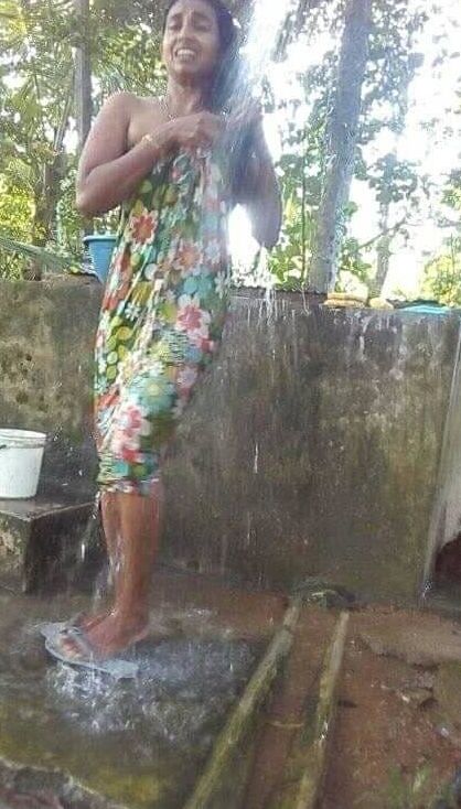 sri lankan wife public bath