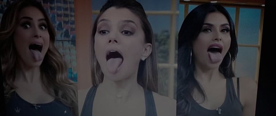 Mexican Kristal opening her mouth to receive everyone&;s milk