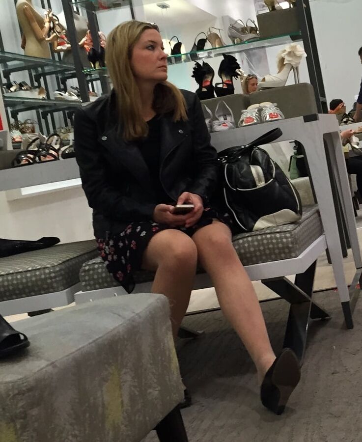 Pantyhosed Shopping - Slags in Cheap Nude Pantyhose