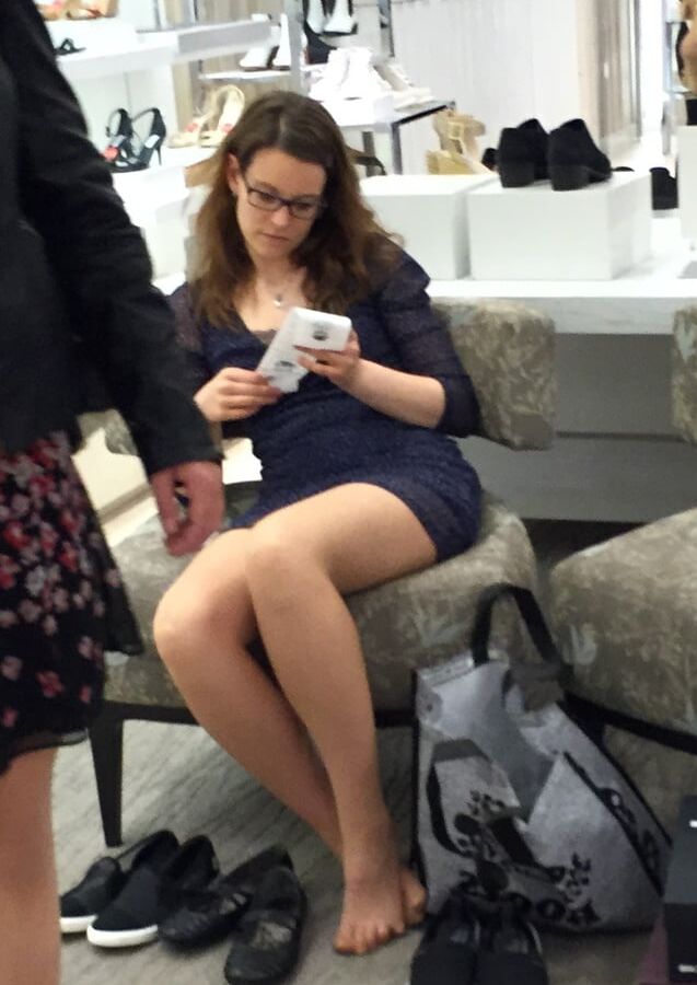 Pantyhosed Shopping - Slags in Cheap Nude Pantyhose
