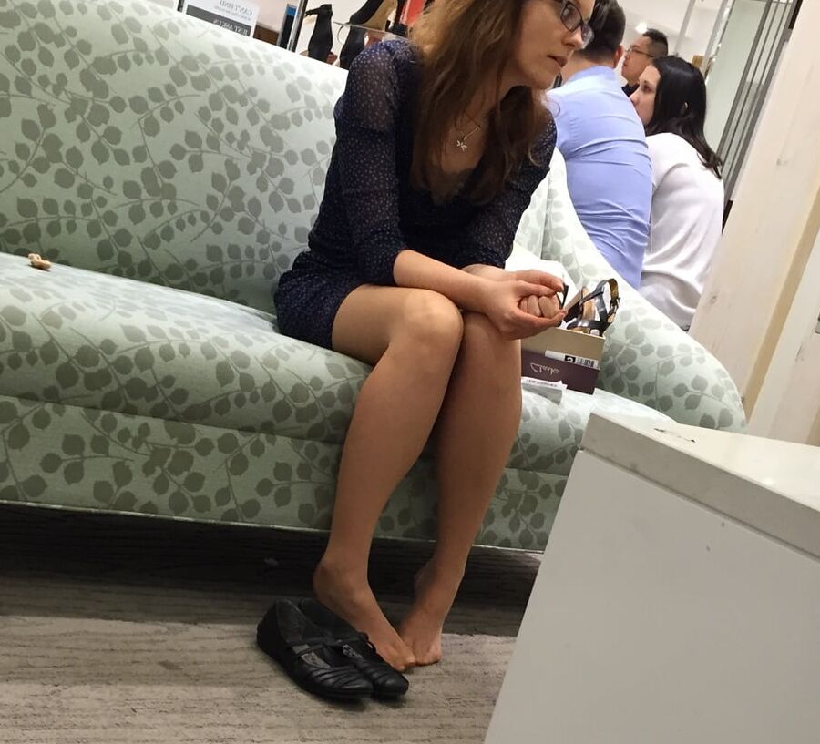 Pantyhosed Shopping - Slags in Cheap Nude Pantyhose