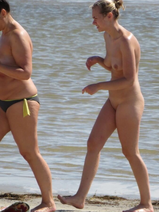 Blond Nudist Girl Shy on the Fkk Beach