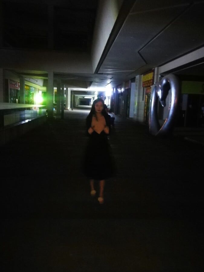 Chinese girl flashing in public