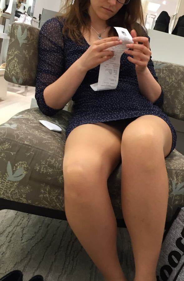 Pantyhosed Shopping - Slags in Cheap Nude Pantyhose
