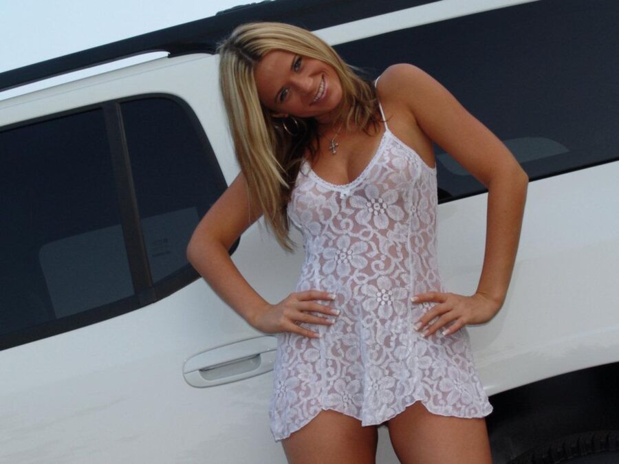 Demi in a white party dress