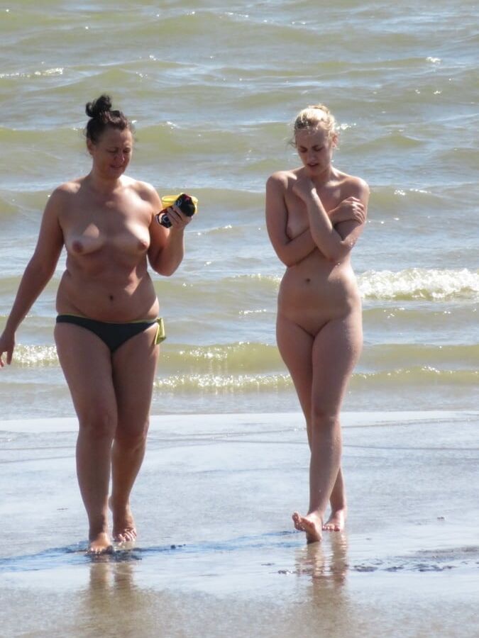 Blond Nudist Girl Shy on the Fkk Beach