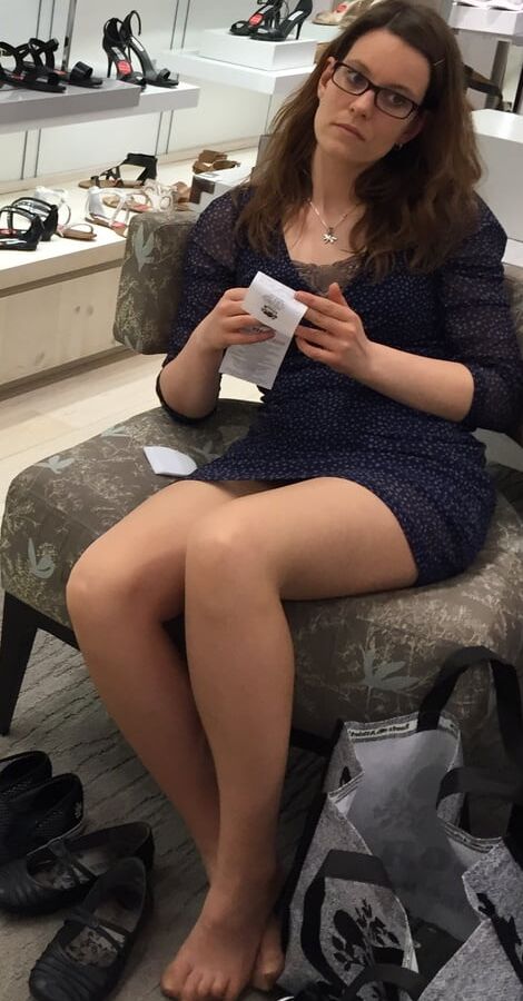 Pantyhosed Shopping - Slags in Cheap Nude Pantyhose