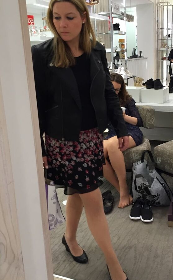 Pantyhosed Shopping - Slags in Cheap Nude Pantyhose