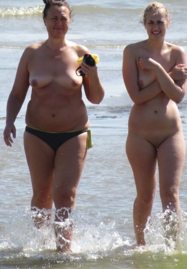 Blond Nudist Girl Shy on the Fkk Beach