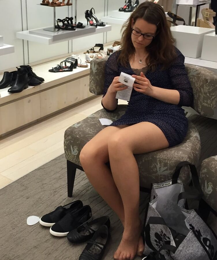 Pantyhosed Shopping - Slags in Cheap Nude Pantyhose