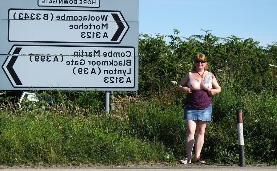 UK wife with big tits flashing