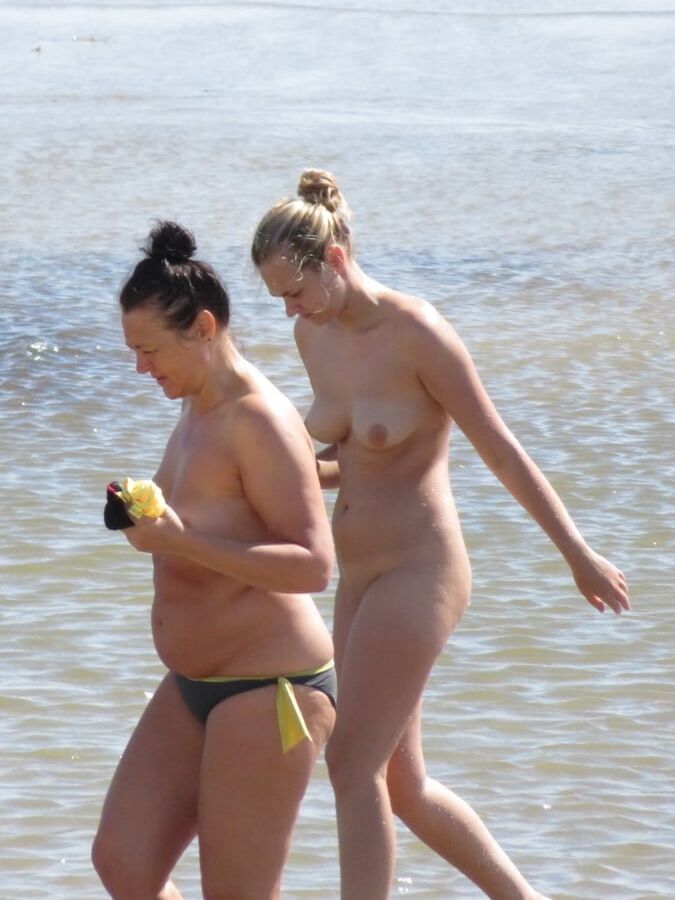 Blond Nudist Girl Shy on the Fkk Beach