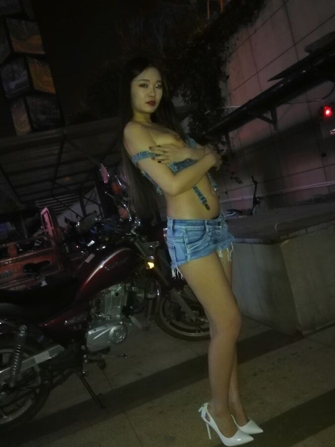 Chinese girl flashing in public