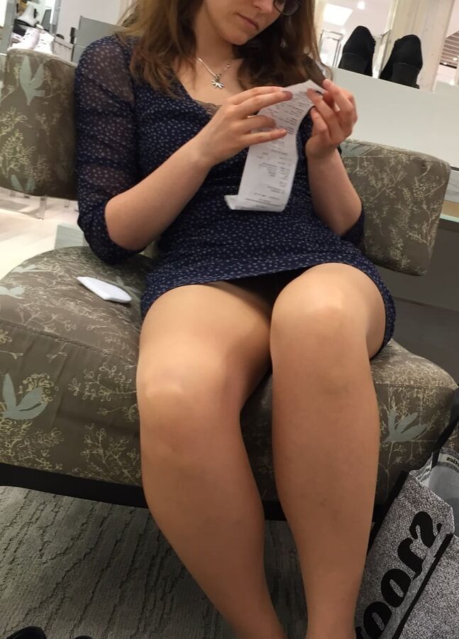 Pantyhosed Shopping - Slags in Cheap Nude Pantyhose