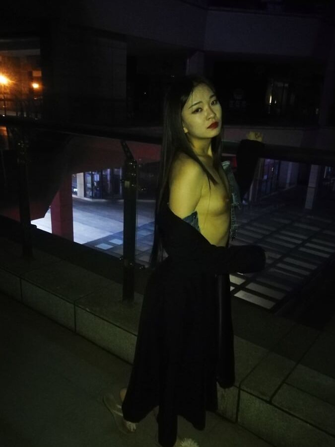 Chinese girl flashing in public