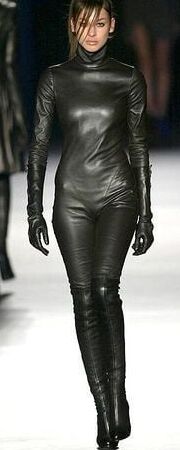 Woman completely in leather - by Redbull