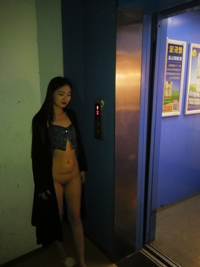 Chinese girl flashing in public