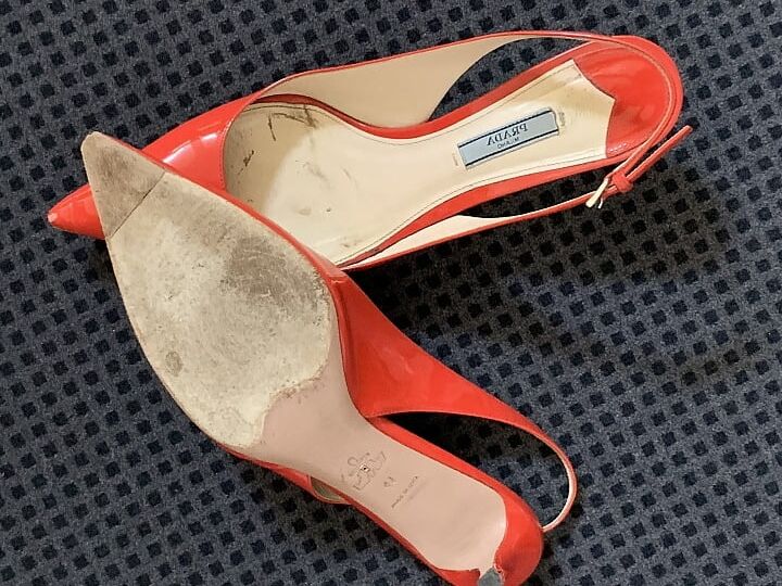 patent leather slingbacks by Prada