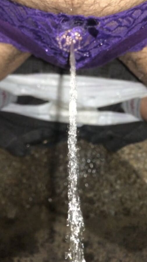 Purple panty pissing