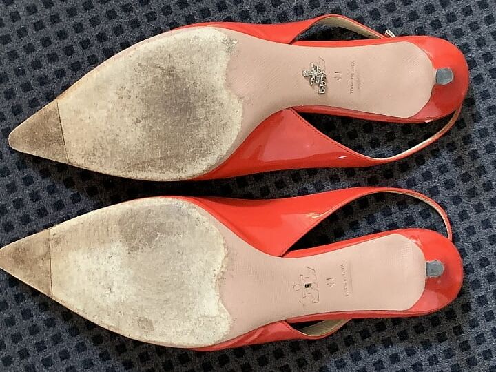 patent leather slingbacks by Prada