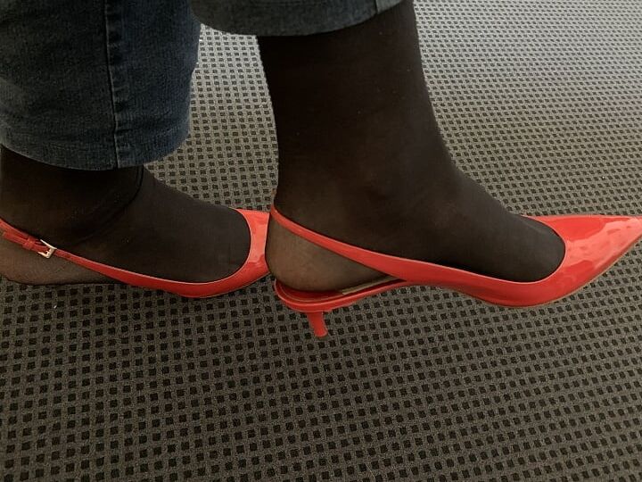 patent leather slingbacks by Prada