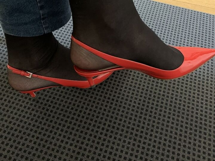 patent leather slingbacks by Prada