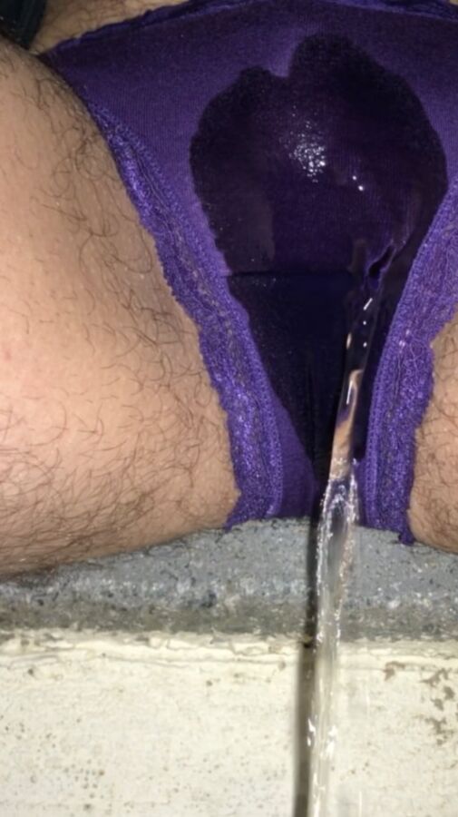 Purple panty pissing