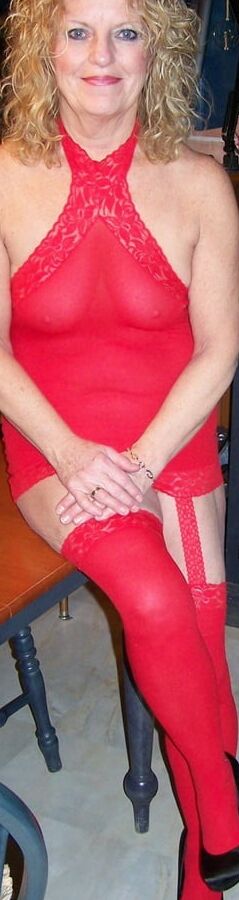 sexy Red one piece dress and nylons