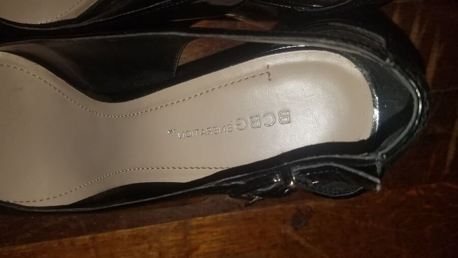 BCBGeneration "Blossom" Wedges - Black Pat.