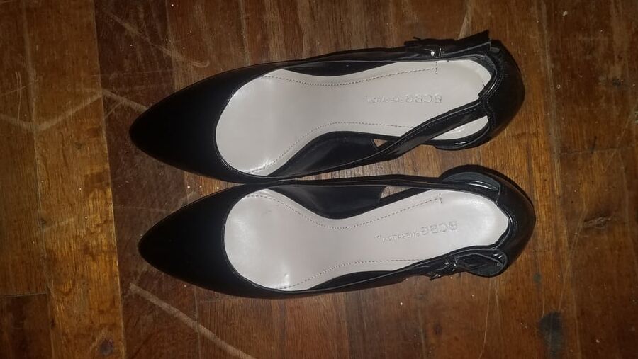 BCBGeneration "Blossom" Wedges - Black Pat.